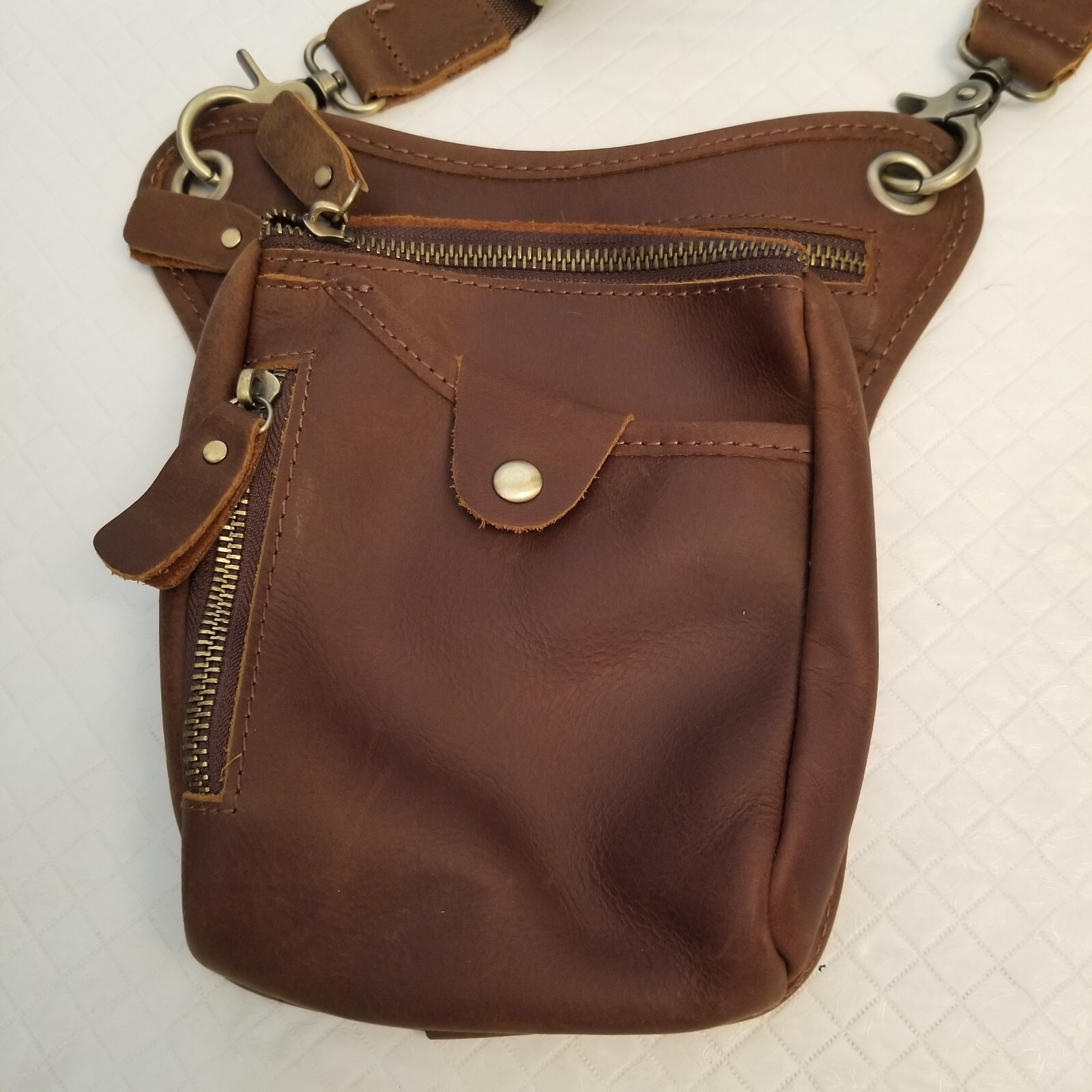 Professional Barber Hair Stylist Belt Bag Tool Bag Pouch Natural Leather Brown