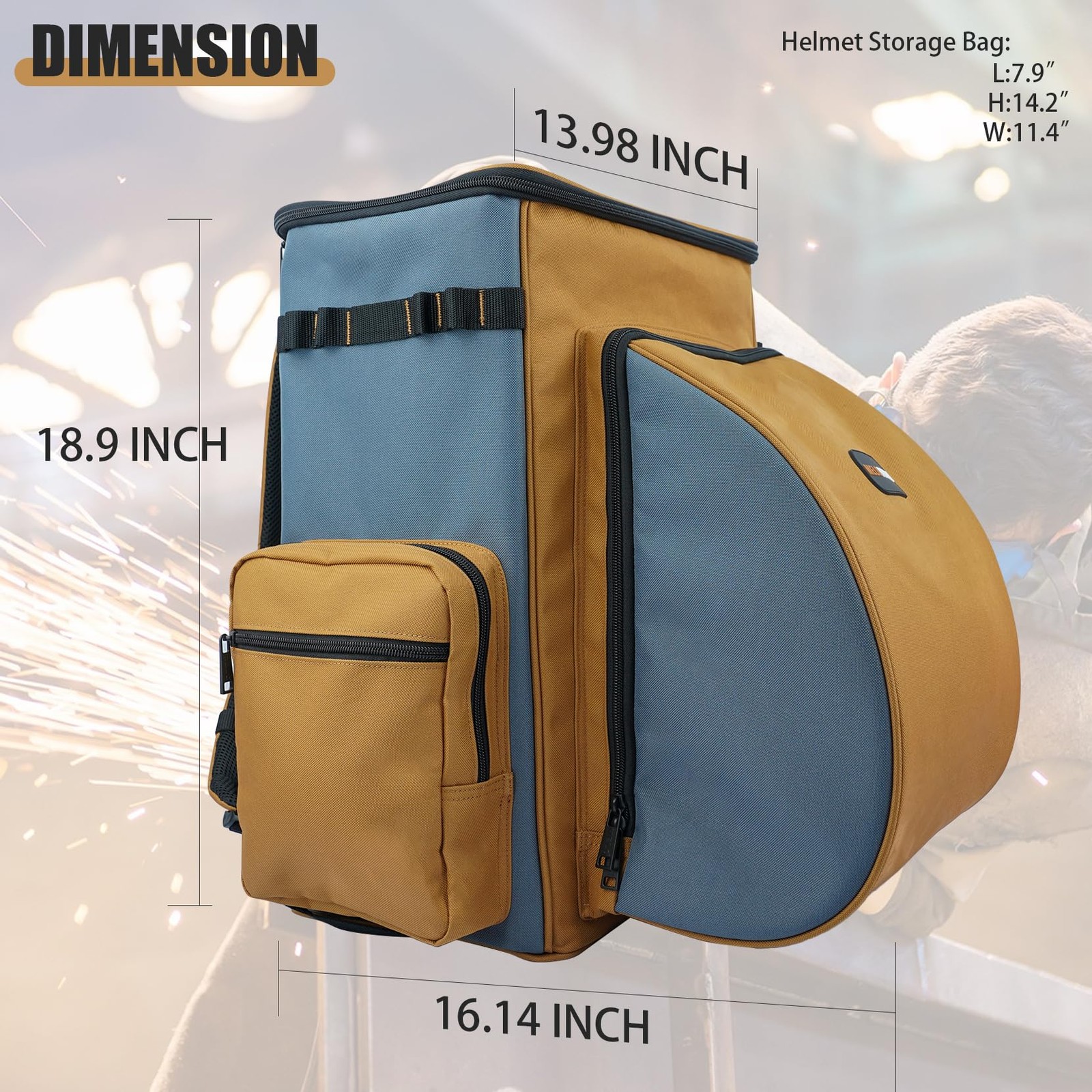 MELOTOUGH Welding Backpack for Tools and 8 x 13.98 x 18.9 inches, Khaki