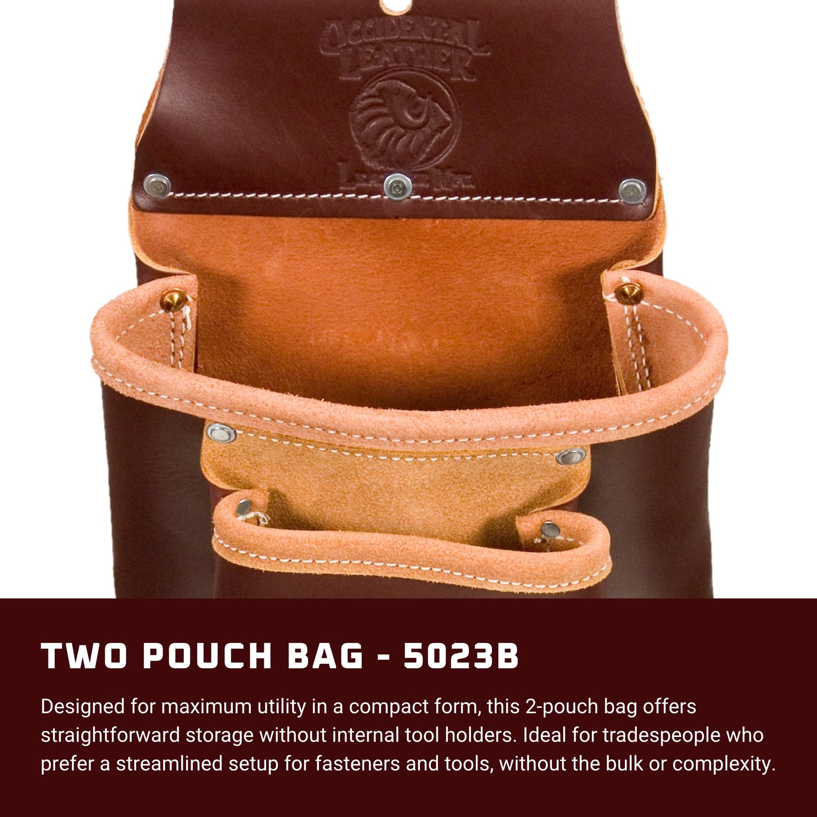 Occidental Leather Two Pouch Bag 2 Pockets Minimalist, Compact Design Made…