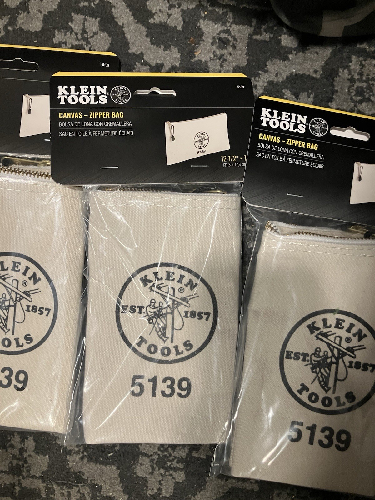 Klein Tools 5139 Canvas Zipper Tool Bags Beige 12-1/2 x 7 in Canvas Set Of 3