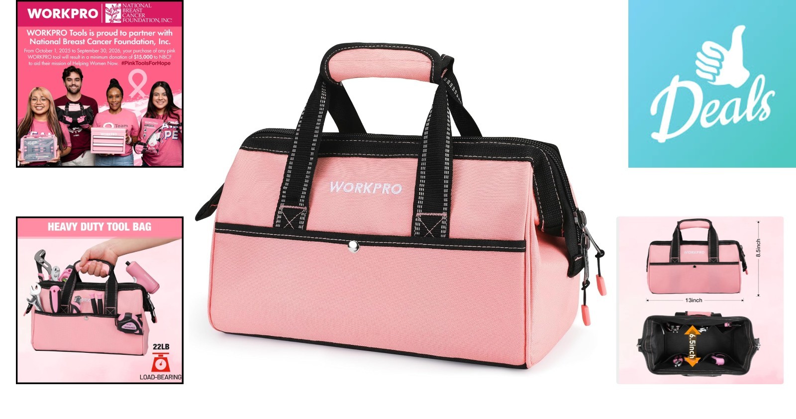 Stylish 13-Inch Pink Tool Bag with Padded Handle – Ultimate Storage Solution