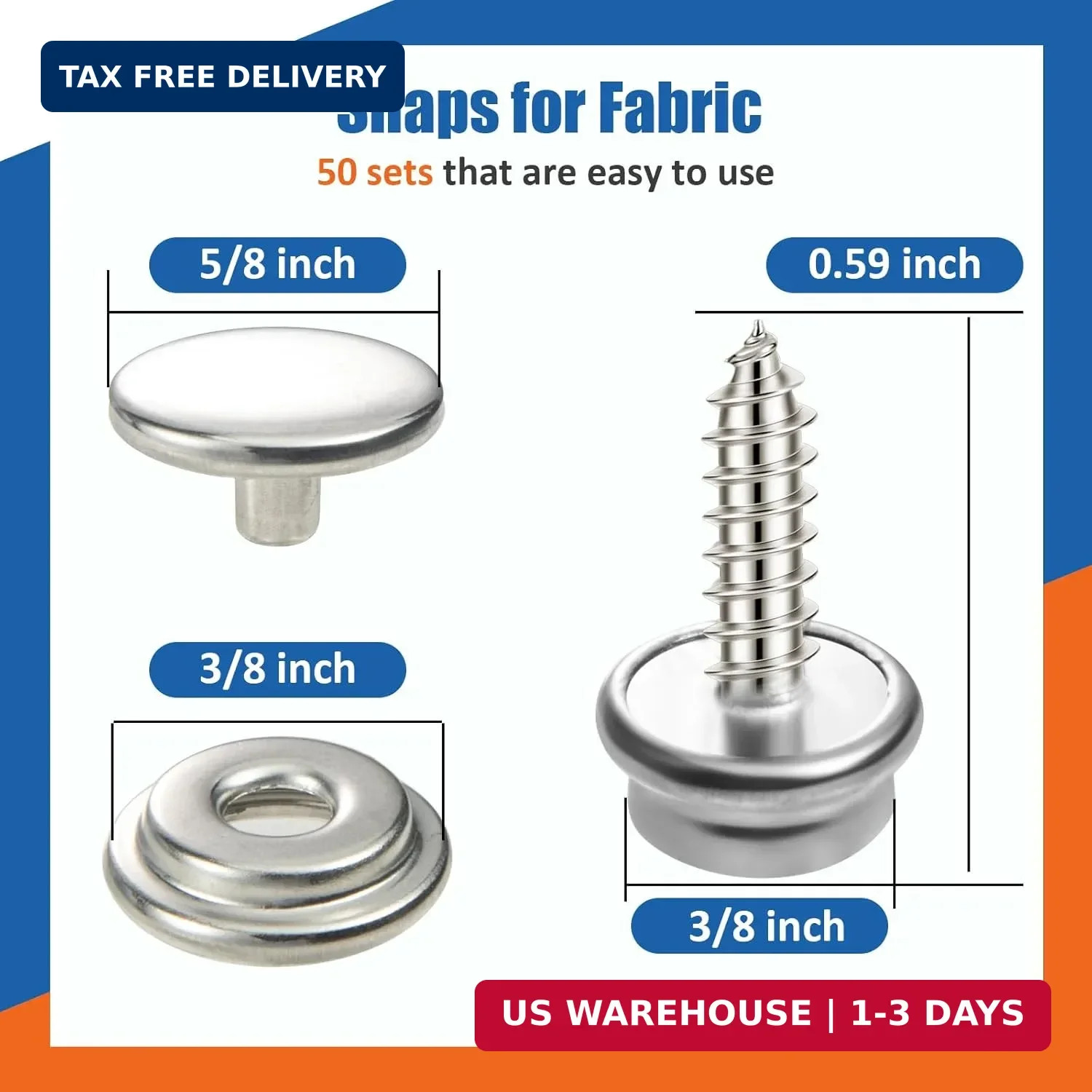 150 PCS Canvas Snap Fastener Tool Set, Vutim Marine-Grade 3/8″ Stainless Steel S