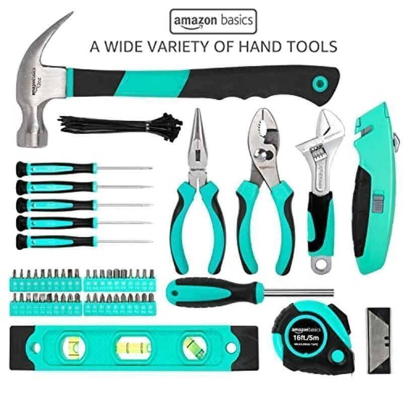 104-Piece Tool Set Household Projects Round Pouch Corrosion-Resistant Turquoise
