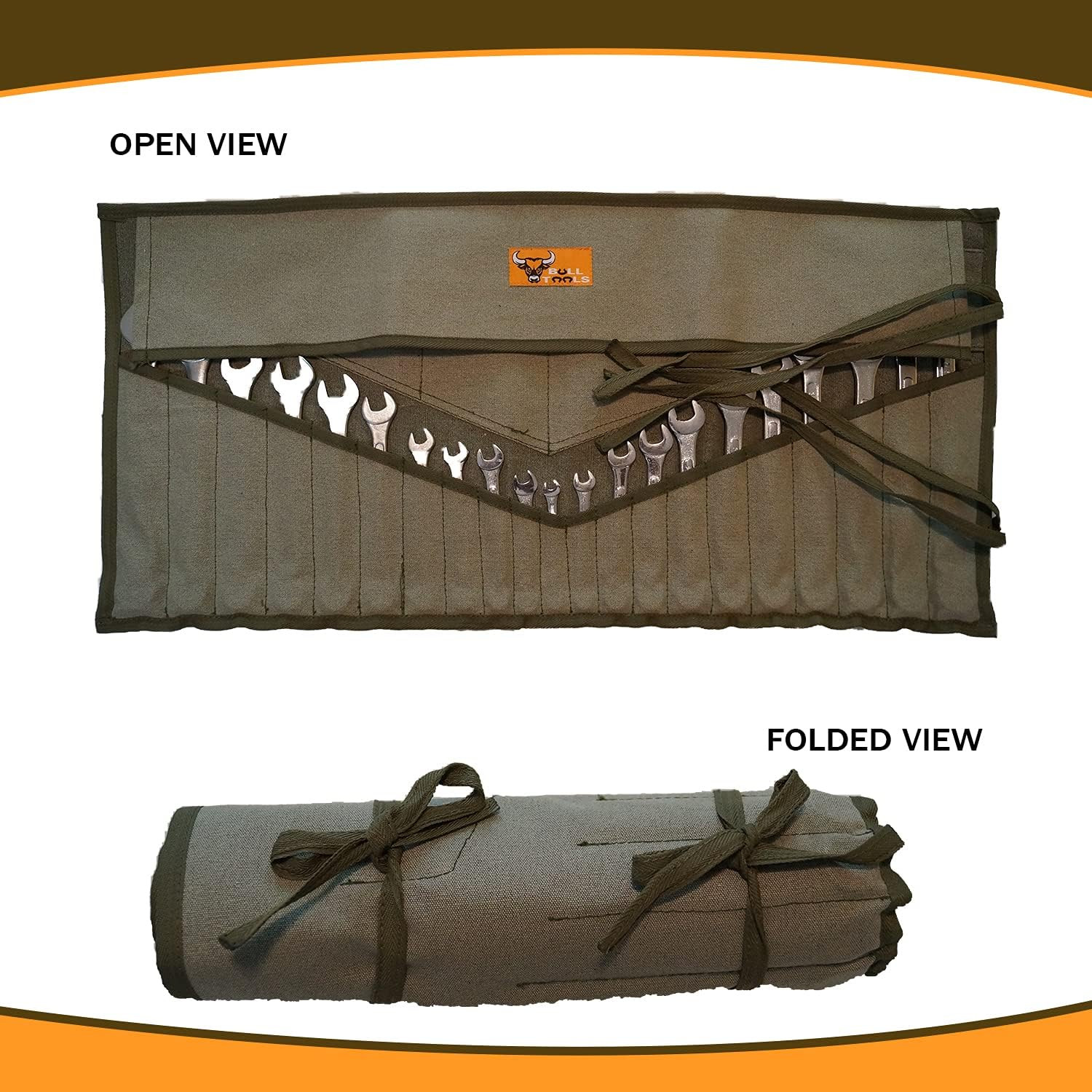 Wrench Roll Organizer Metric & SAE Roll up Tool Pouch Bag Handmade, Heavy Weight