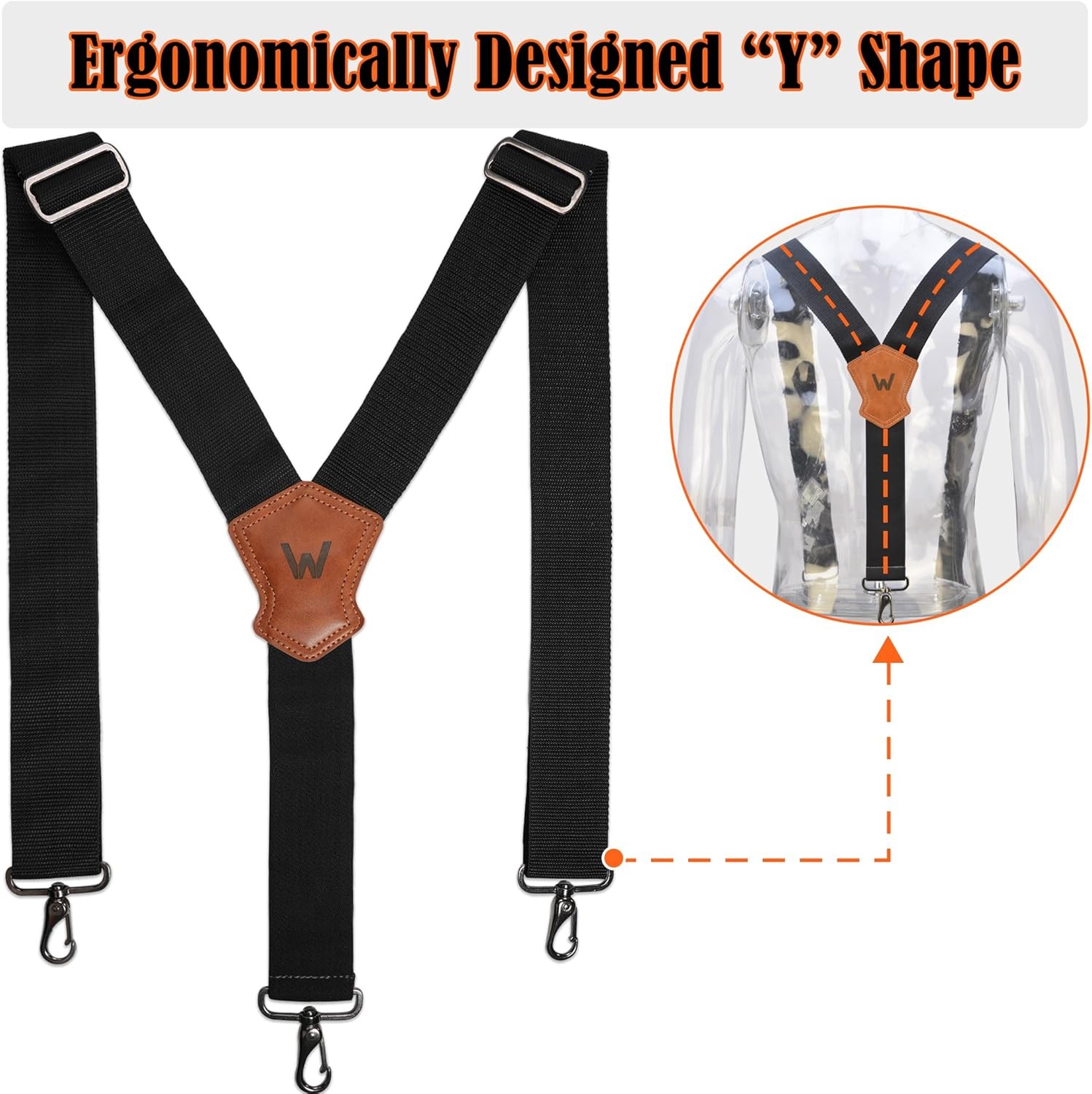 WELKINLAND 2Inch Y-Back Mens Suspenders, Heavy-Duty Suspenders Y Back, Wide…