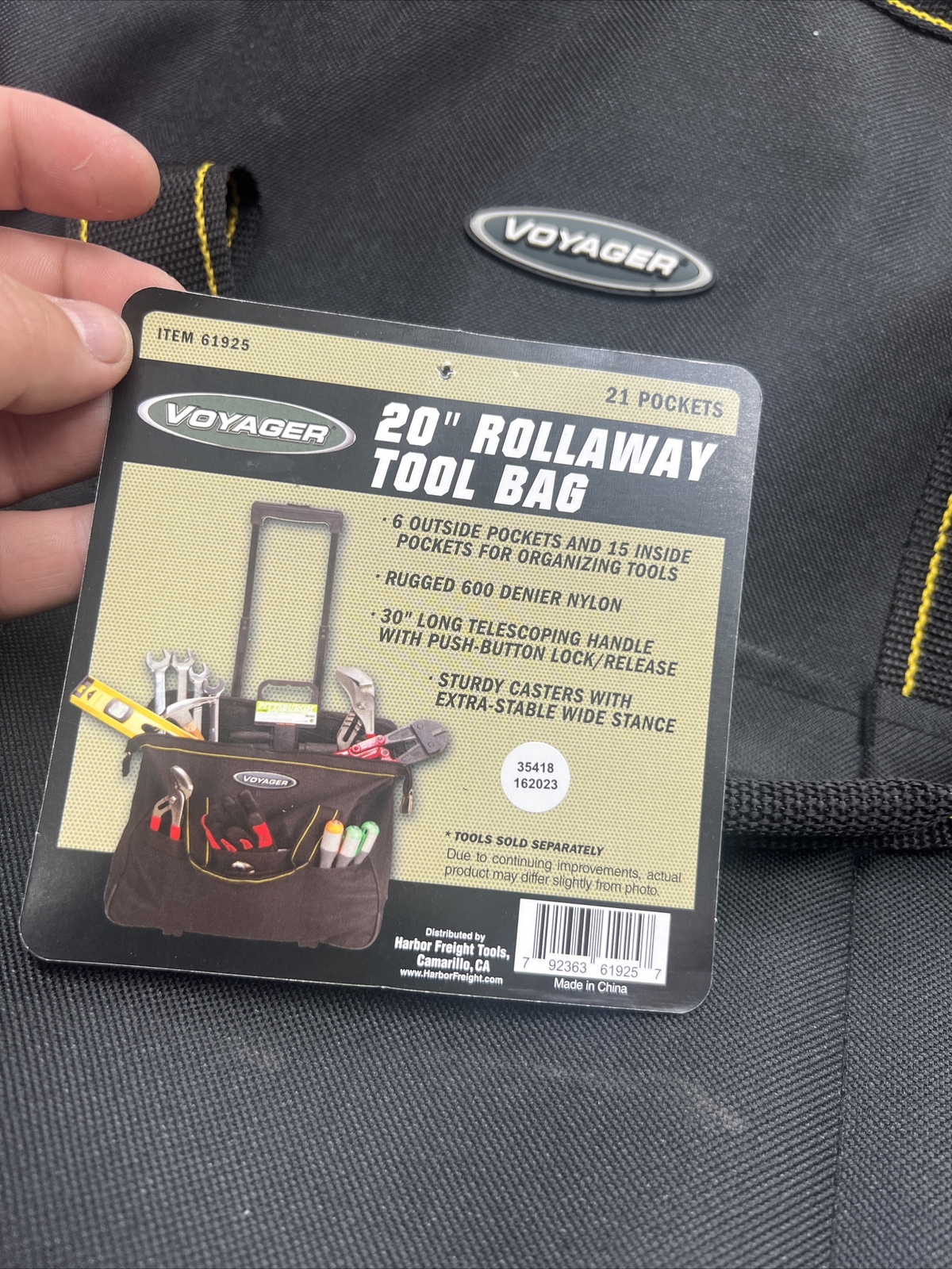 Voyager 61925 21 Pockets 20” Rollaway Tool Bag Heavy Duty Rolling Organizer
