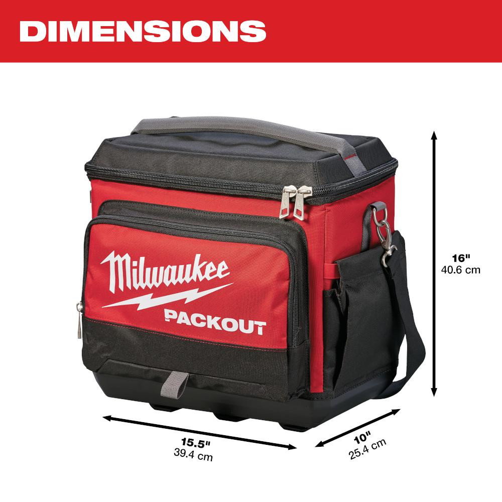15.75 In. Packout Cooler Bag | Milwaukee Jobsite Lunch Storage Red Modular W/