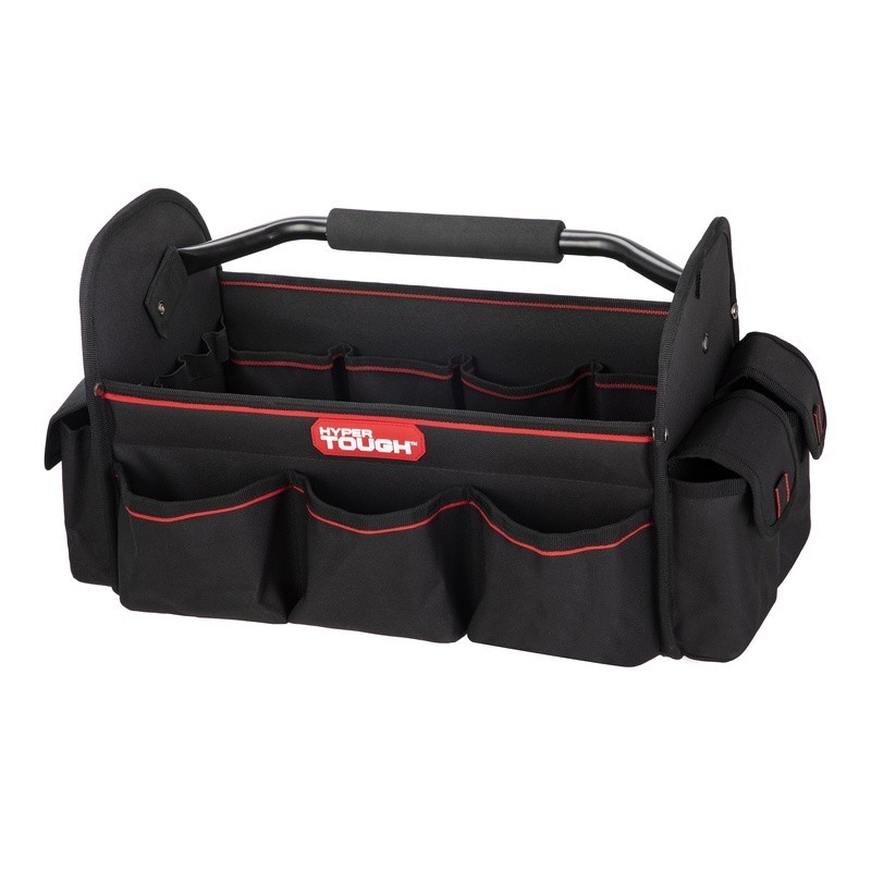 16 inch Open Tool Tote Heavy Duty Tool Bag W/ 20 Pockets & Steel Handle New