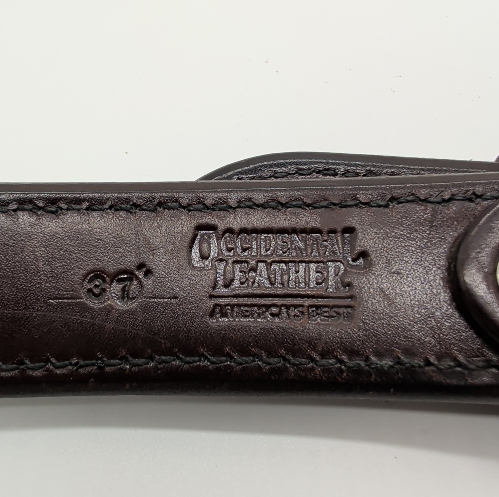 Vtg OCCIDENTAL Leather 5008 1.5″ W35-39 Working Mans Belt America’s Best 37″ VG+