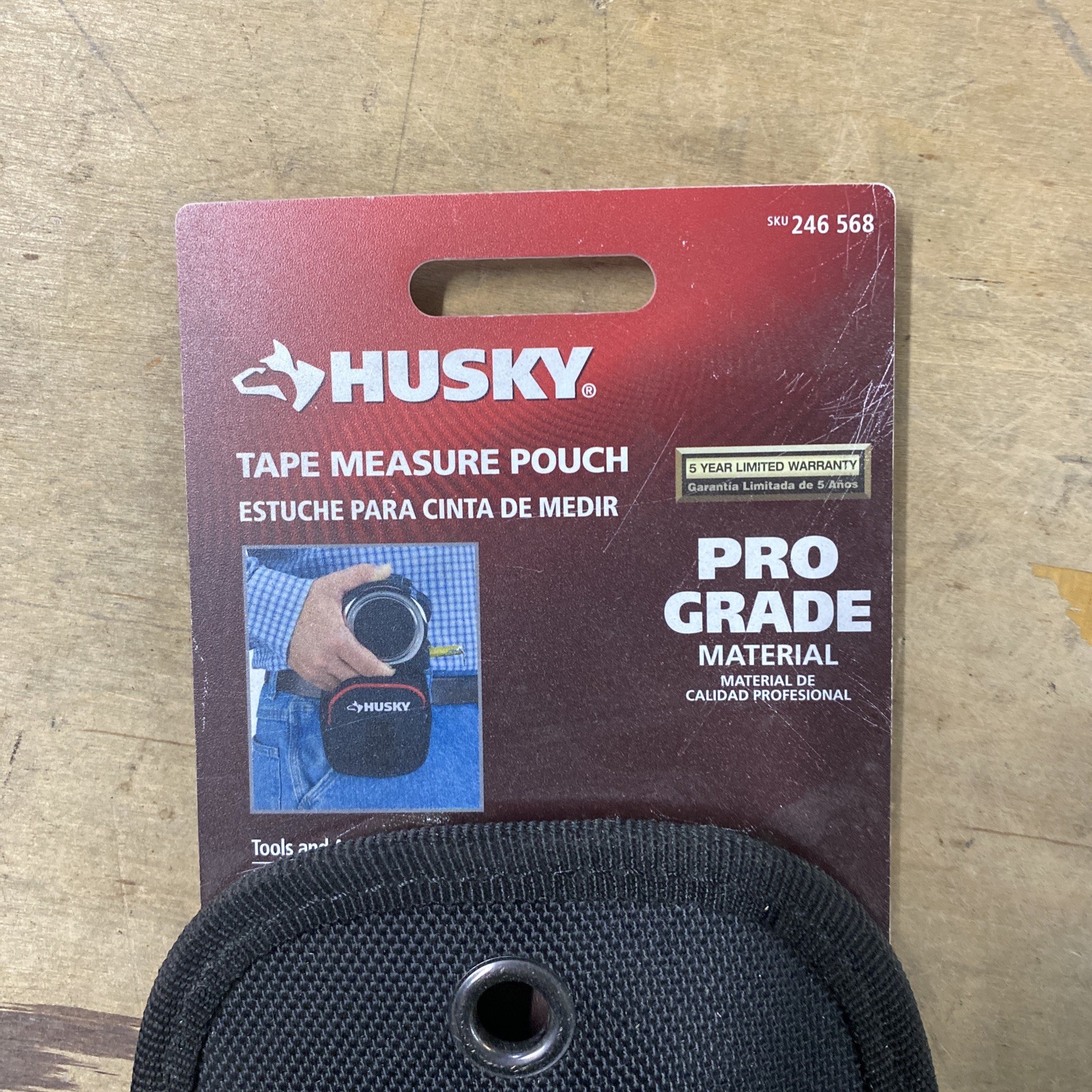 Husky 4.5 in Clip On Tape Measure Tool Belt Bag Pouch Polyster Black 246568