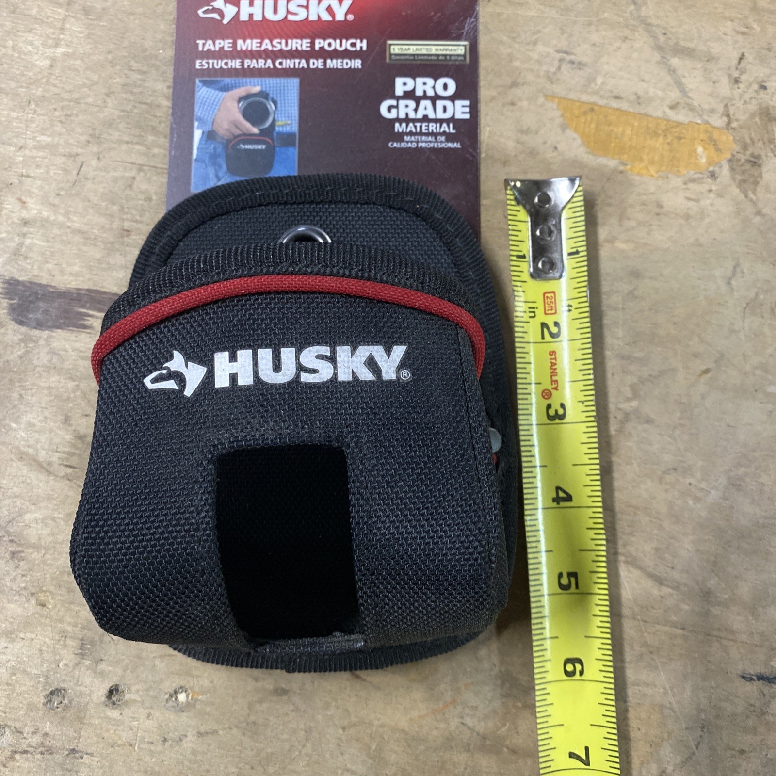 Husky 4.5 in Clip On Tape Measure Tool Belt Bag Pouch Polyster Black 246568