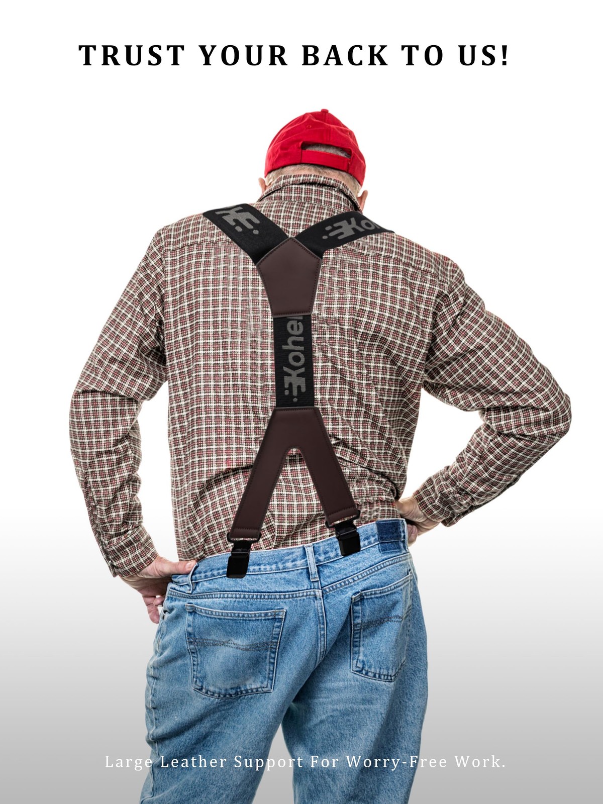 Kohentact Men’s Industrial Strength Work Suspenders 2-Inch 47 inches, Black