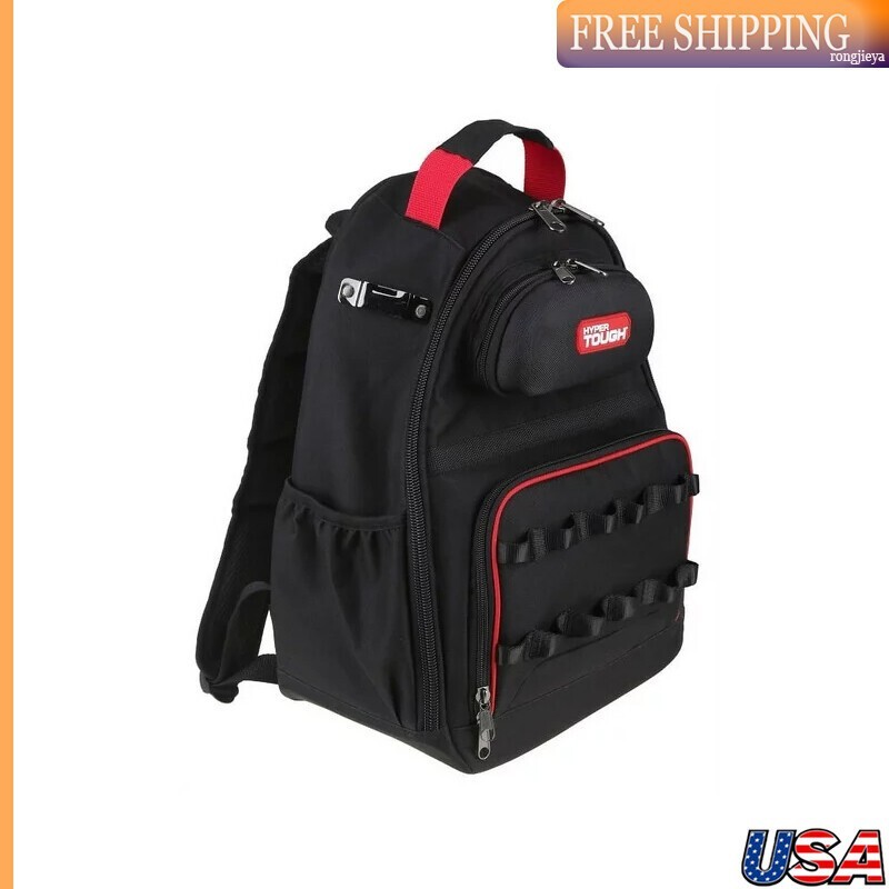 Portable Tool Backpack Storage w/ Pocket Loops External Tape Measure Clip Unisex