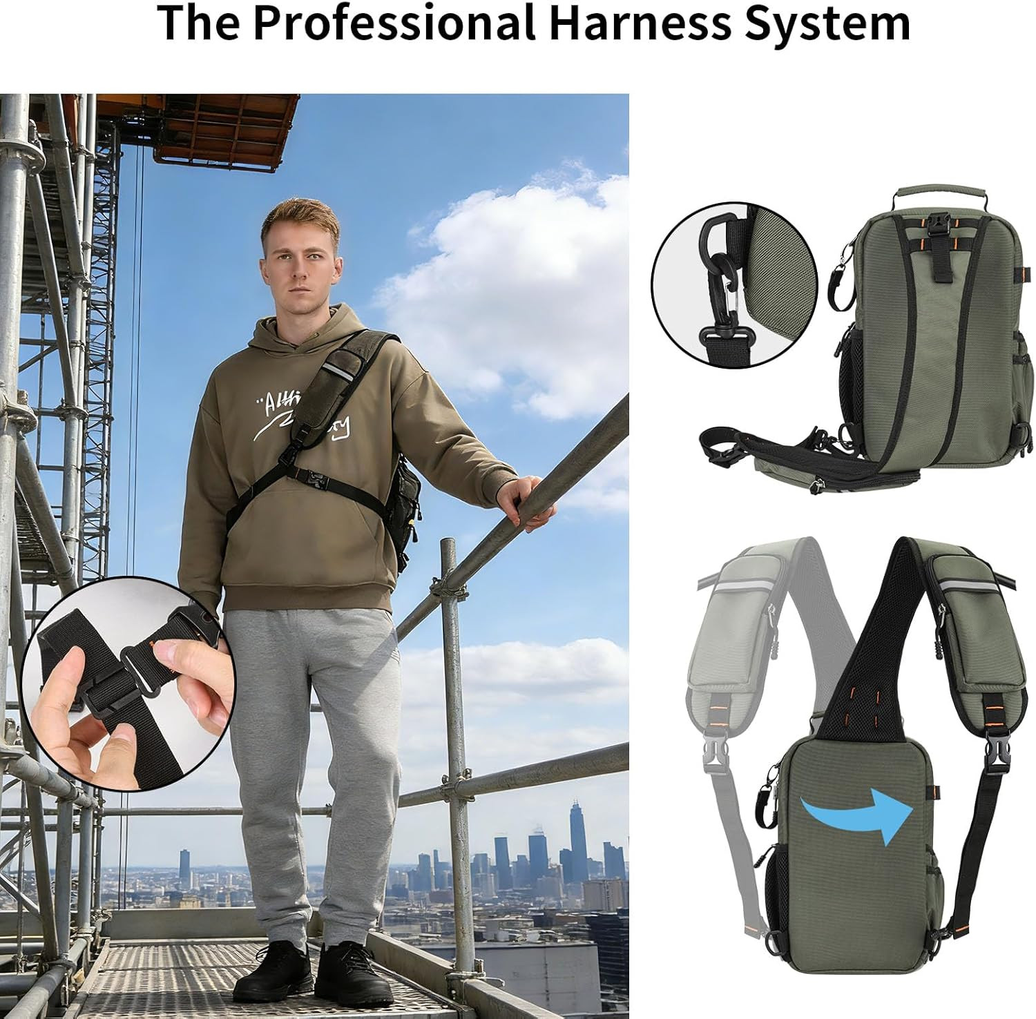 Tactical Electrician & HVAC Tool Chest Bag with 3-Point Harness, Small Tool Pouc