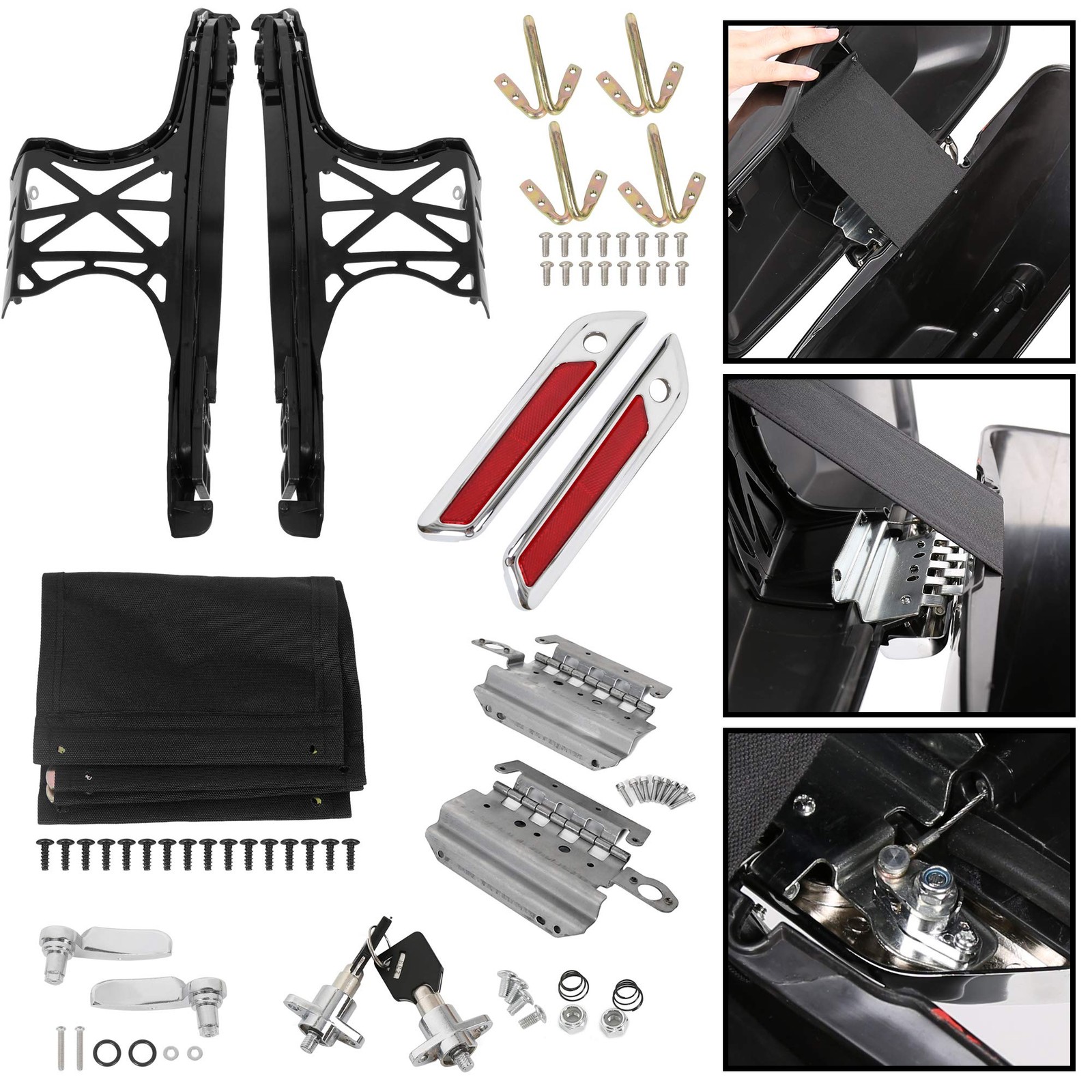 ECOTRIC Hard Saddlebag Hardware Latch Kit Compatible with 2014-2024 Harley To…