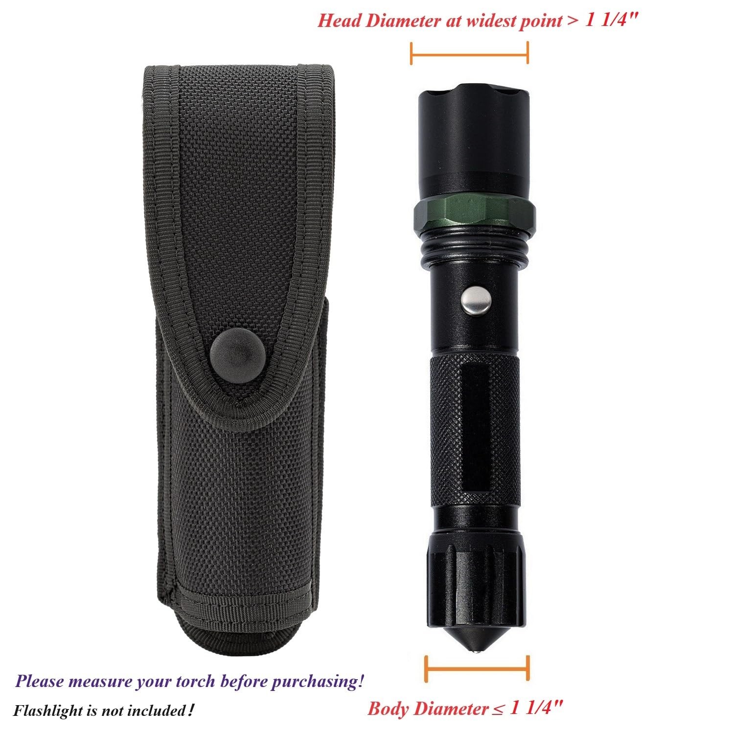Tactical Flashlight Holster for Duty Belt – MOLLE Holder Nylon Pouch