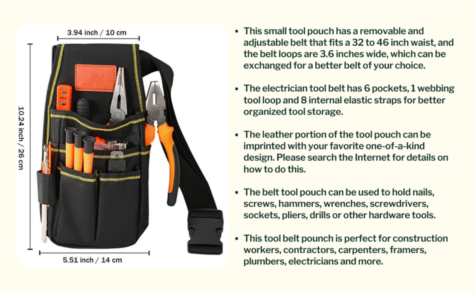 Tool Belt, Small Tool Pouch with Belt Clip, Electrician Tool Pouch, 7 Pocket …