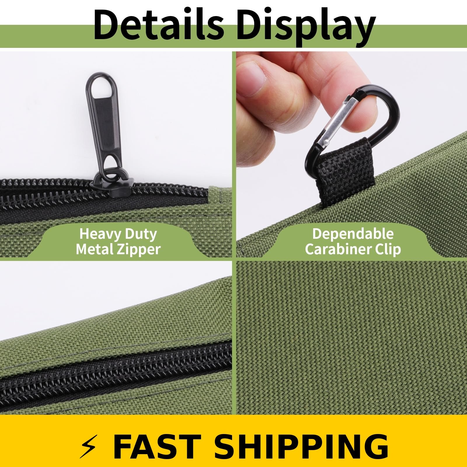 COIDEA 3 Pack Tool Bag Zipper Pouch – Tan, Navy Green, Black