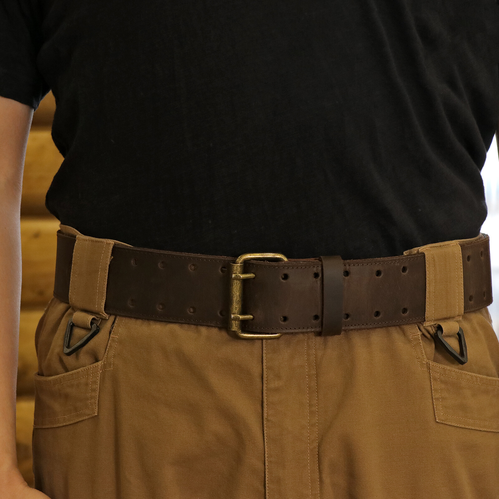 TOURBON Men 2″ Wide Workshop Pouch Holder Tool Carry Buckle Belt Leather Gift US