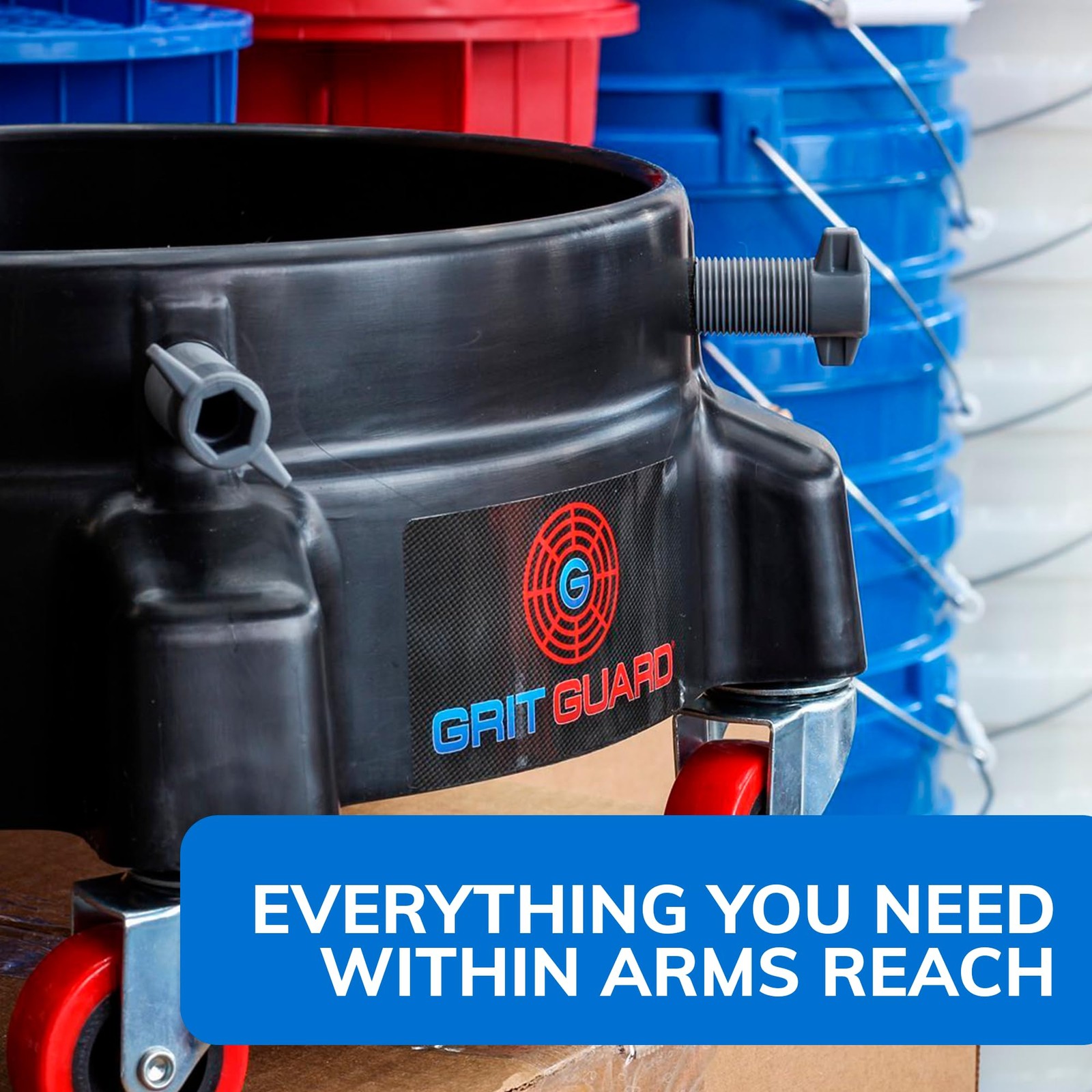 GRIT GUARD Bucket Dolly with Wheels – Rolling Detailing Wash Bucket with 5 Wh…