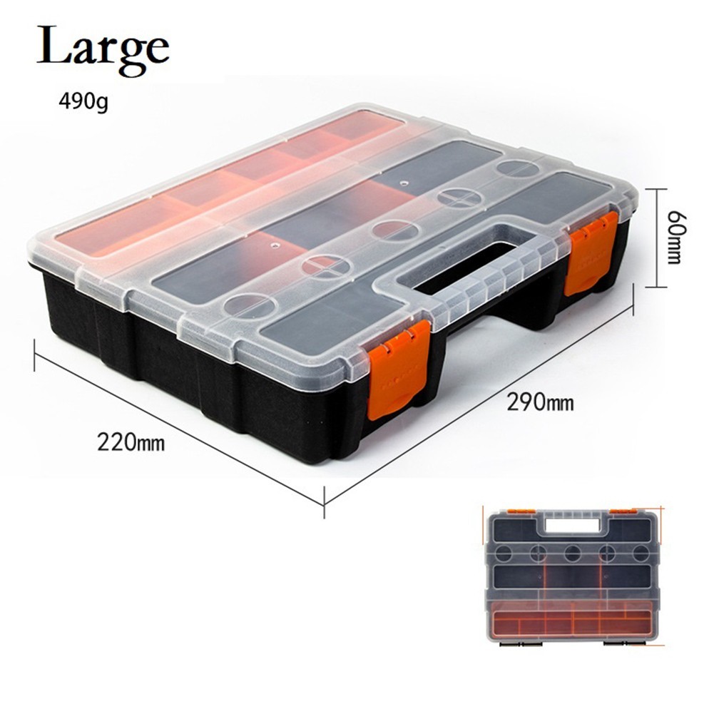 Sturdy Plastic Toolbox with Adjustable Compartments for Hardware and Parts