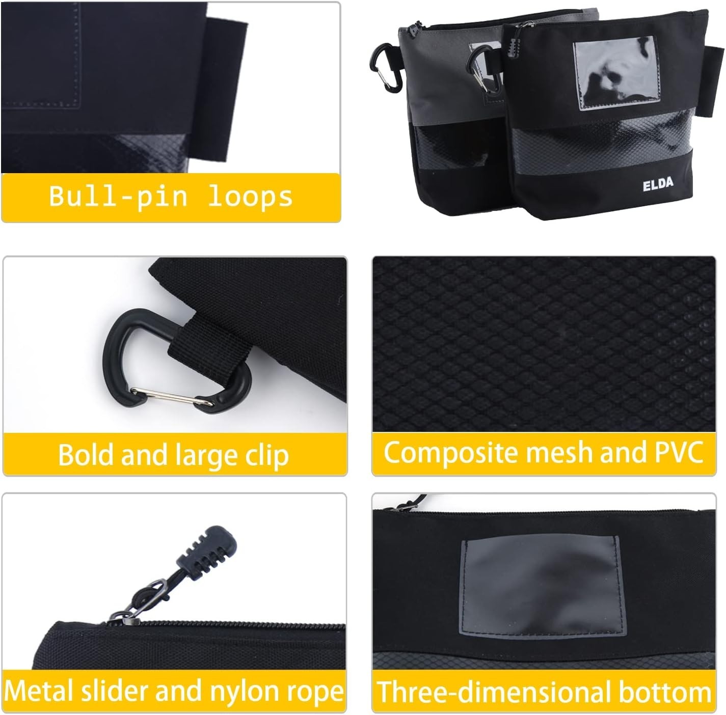 ELDA 2 Pack Stand-Up Tool Pouch Zipper Bag Organizer Waterproof Storage Bag