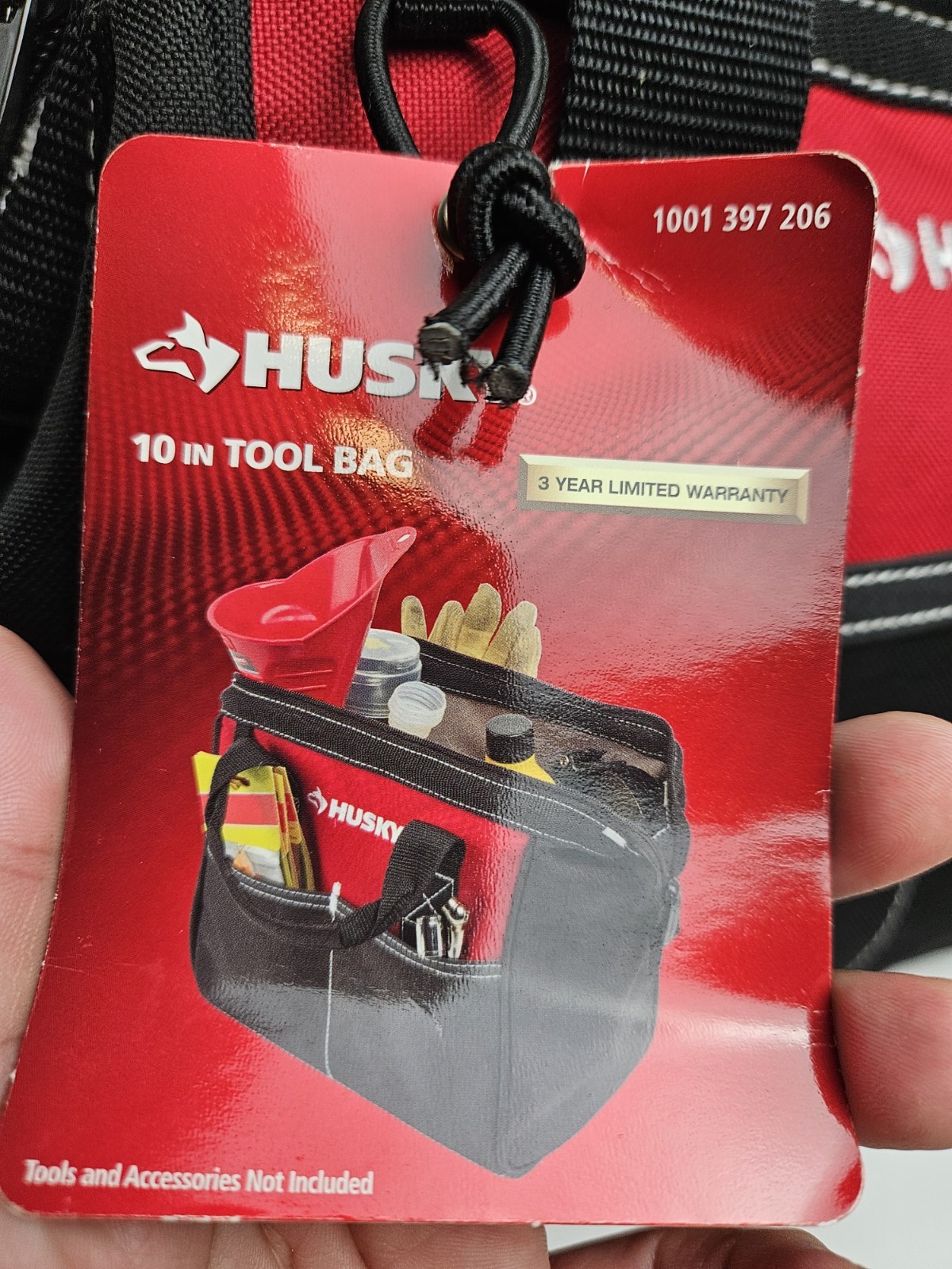 Husky Small Tool Storage Carry Bag Tote Zippered 10 inch Red Black Contractor