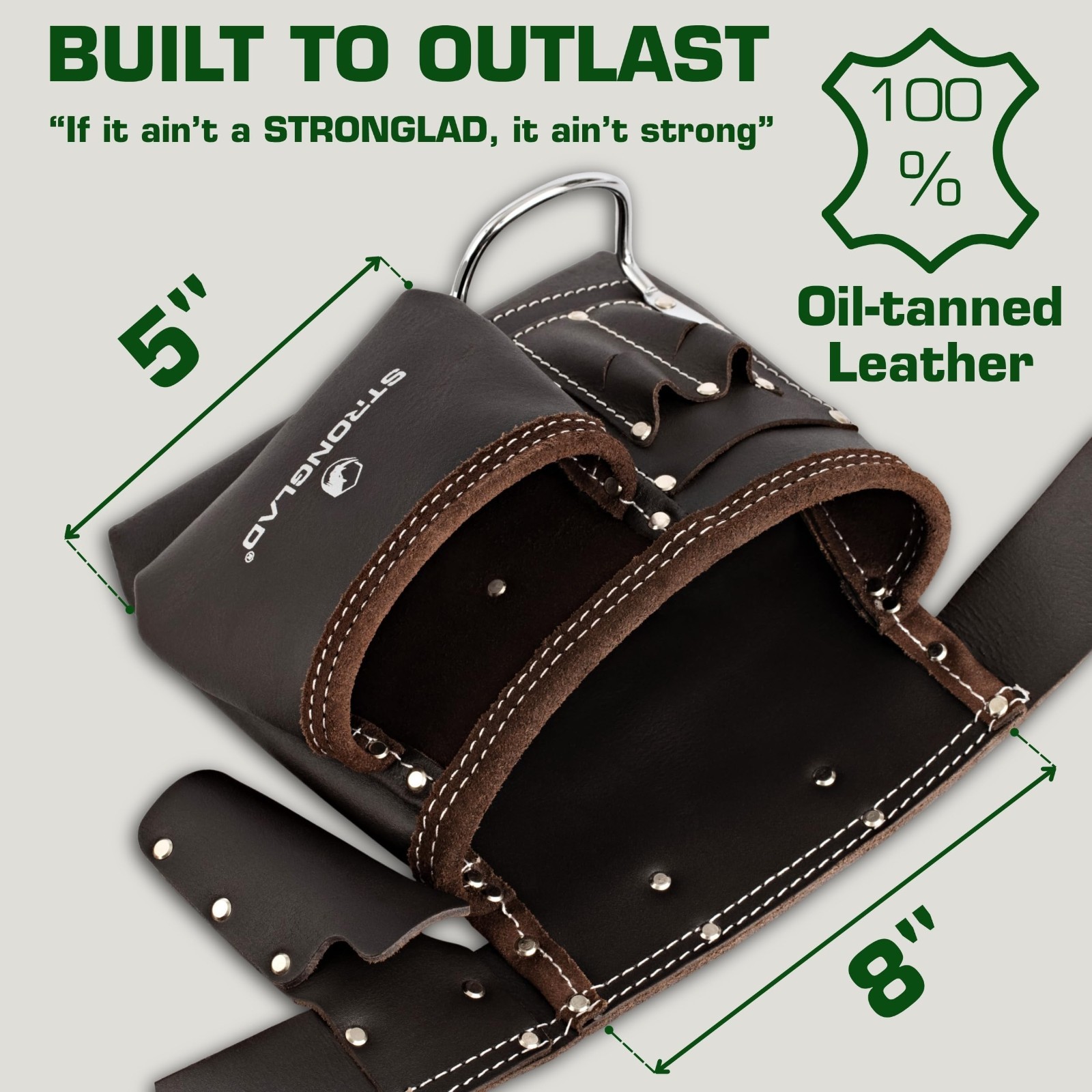 6-Pocket Leather Tool Belt – Adjustable 29-46″ Utility Pouch for Carpenters, Ele