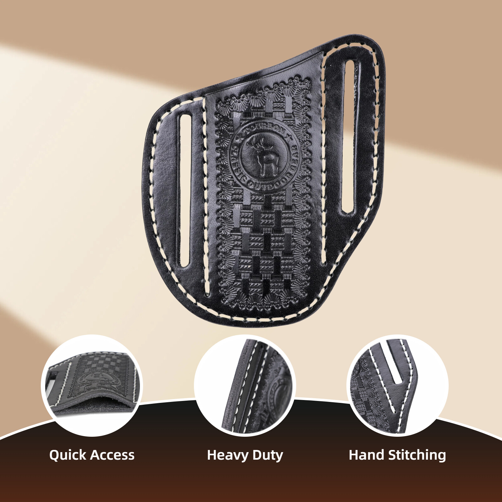Hunting Leather Folding Knife Sheath Belt Carry Pouch Tool Pocket Knives Holster