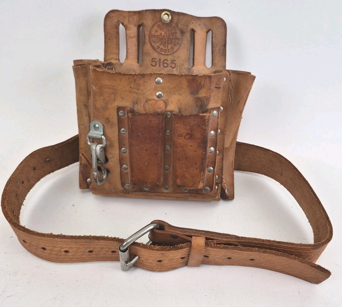 Klein Tools 5165 10 Pocket Leather Tool Pouch w/ Atchison 46″ Belt 46″