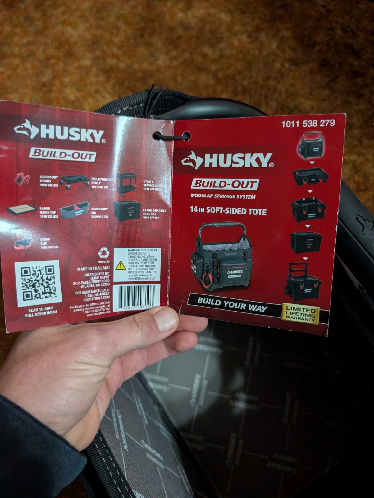 Husky Build-Out Heavy Duty Contractors 14 In. Tool Tote Box Rugged Build Out 14″