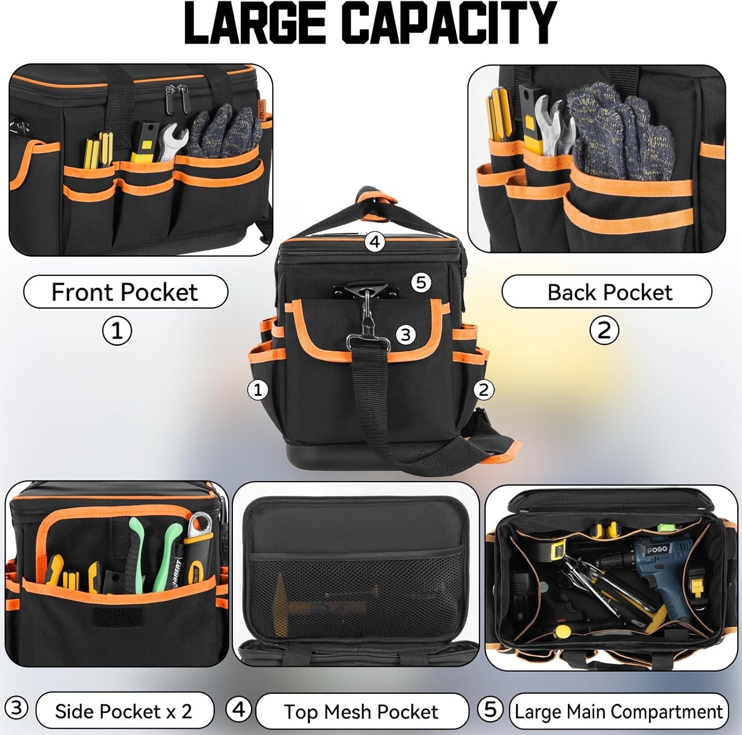 12 In. Open Top Tool Tote Bag