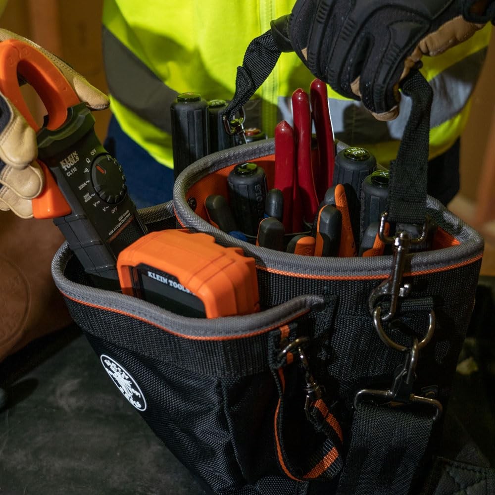 Klein Tools 55419SP-14 Tool Bag with Shoulder Pouch, Black&Orange