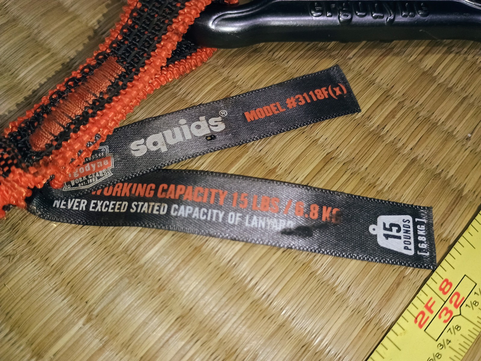 Ergodyne Squids 3110FX 10Lbs Standard 2 Carabiner Tool Lanyard, ~30 inches long