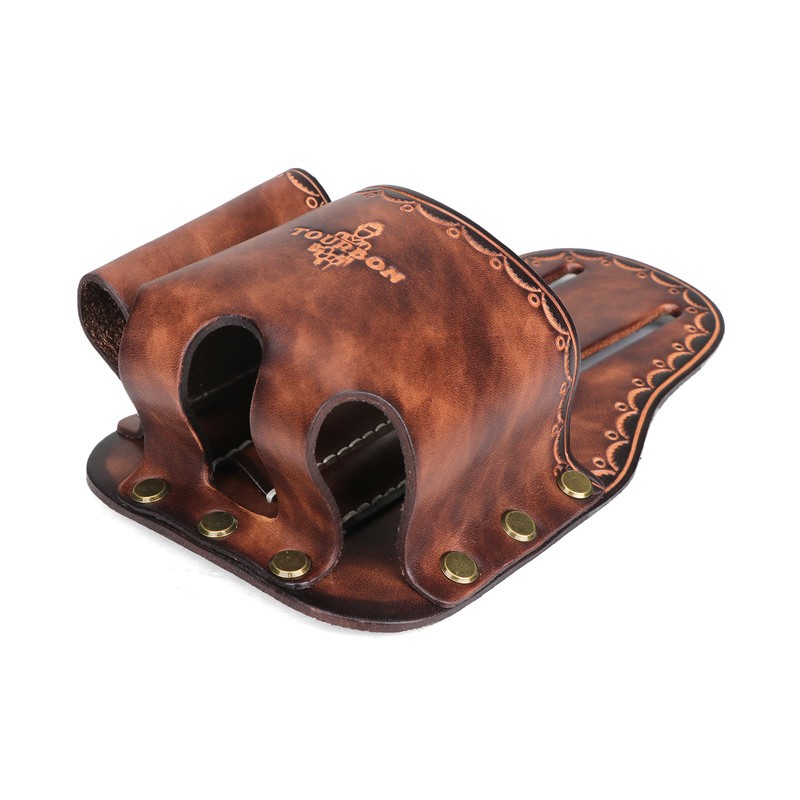 TOURBON Leather Tape Measuring Belt Pouch Knife Holder Contractor Pencil Case
