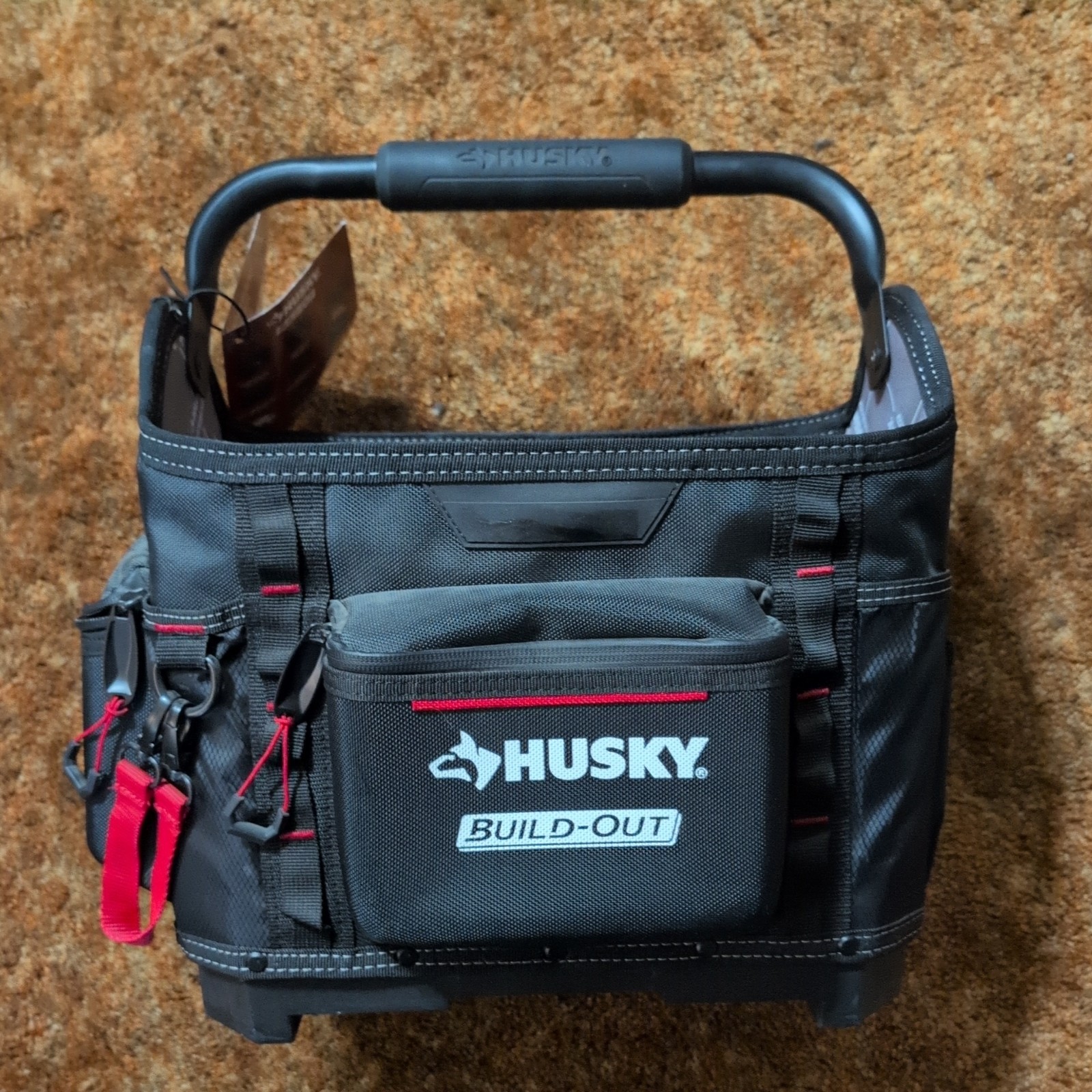 Husky Build-Out Heavy Duty Contractors 14 In. Tool Tote Box Rugged Build Out 14″