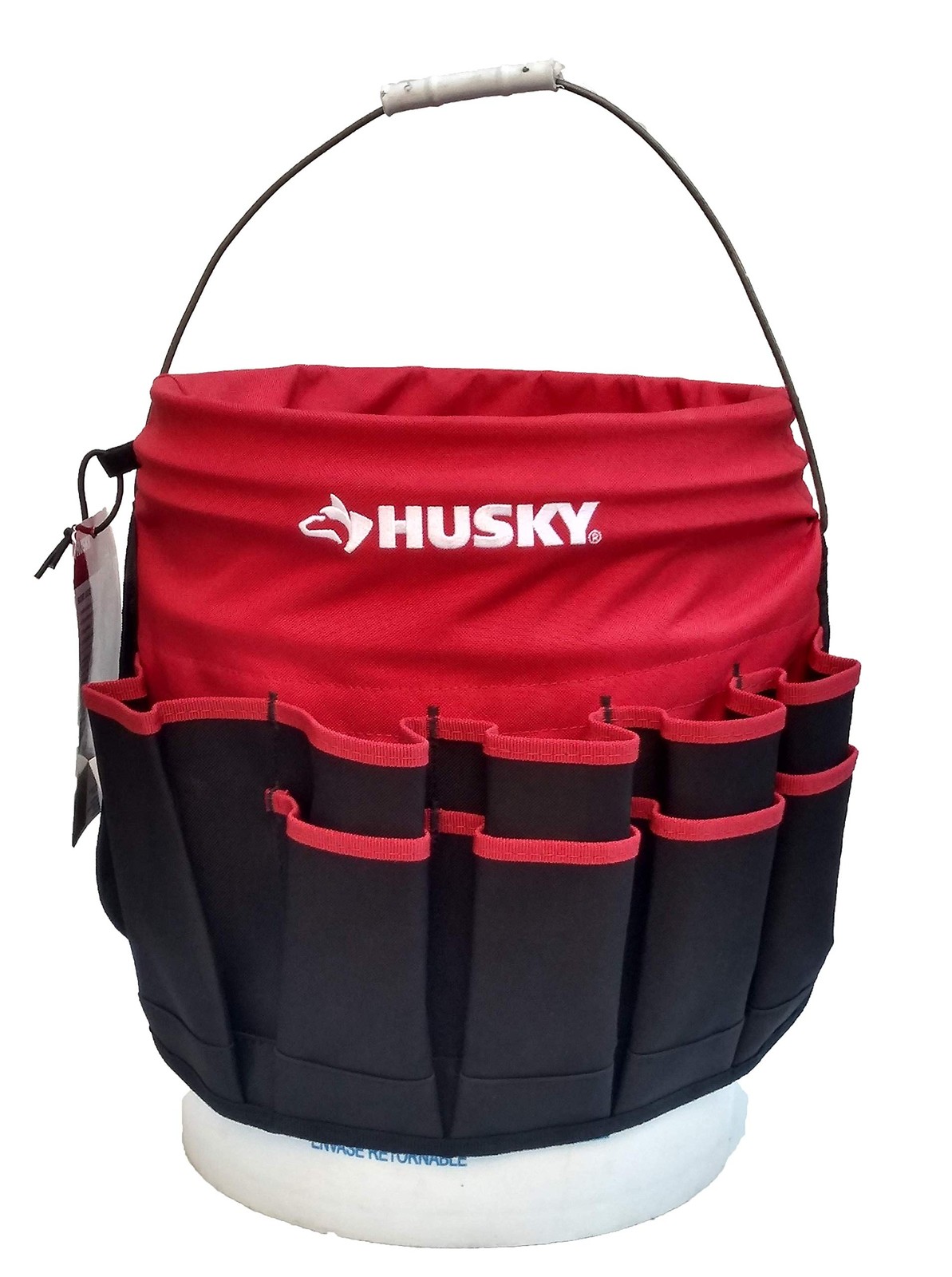 Husky Bucket Jockey Red and Black Tool Organizer Fits 5 Gallon Buckets 30 Poc…