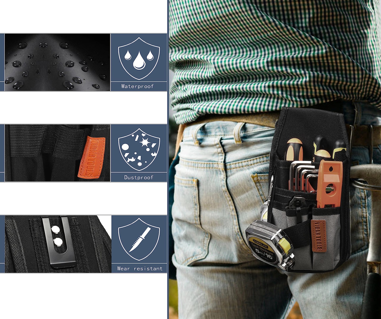 Small Tool Pouch with Belt ClipTool Belt PouchesElectrician Tool Pouch.Mini