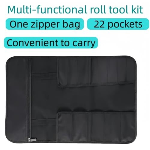 Heavy Duty Waterproof Tool Roll Up Bag, 22+1 Pocket Organizer Pouch, Portable To