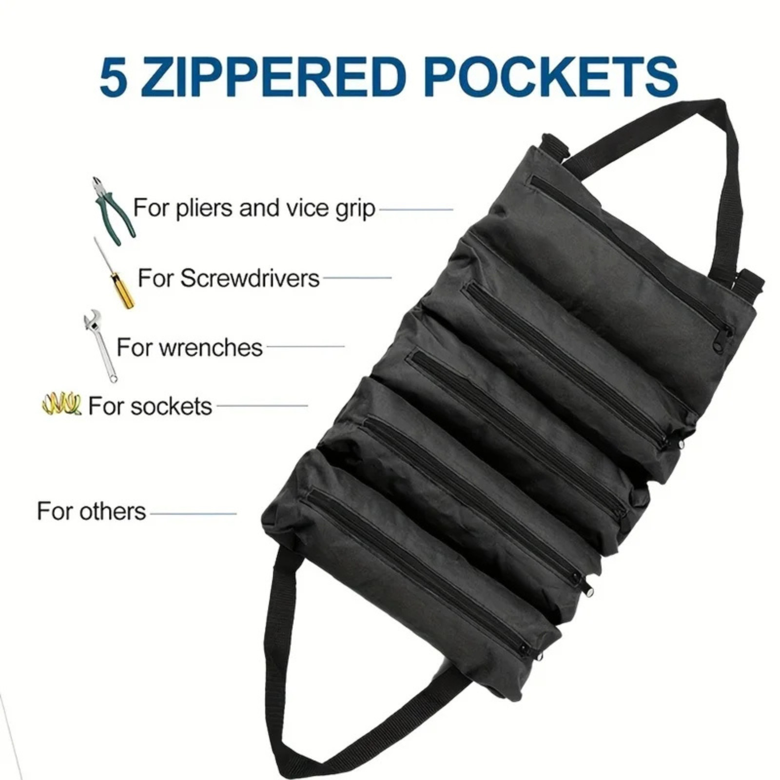 Multi-Purpose Tool Roll Up Bag Wrench Pouch Canvas Hanging Organizer