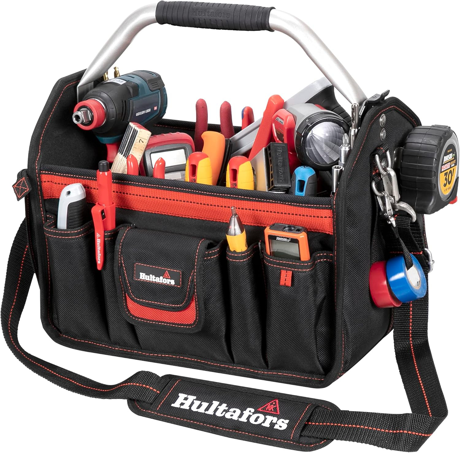Heavy Duty Open-Top Tool Carrier with 32 Pockets and Durable Base Pad Feet