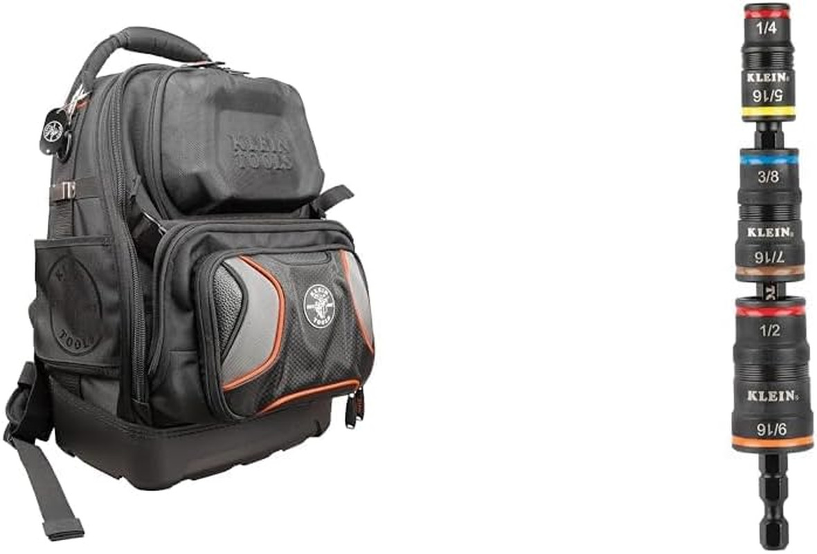 Pro Electrician Tool Backpack with 48 Pockets & 7-in-1 Socket Set