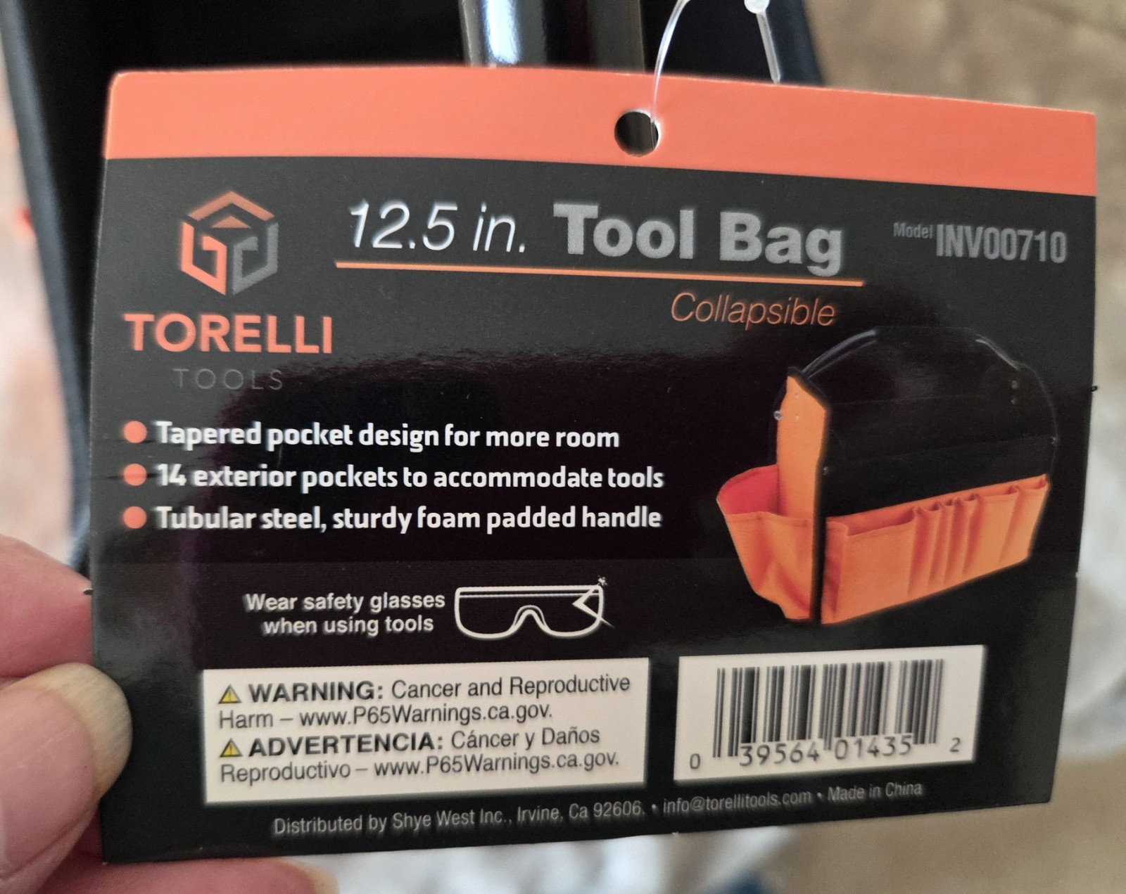 Torelli 12.5 in Collapsible Tool Bag INV00710 Orange Black 14 Exterior Pockets