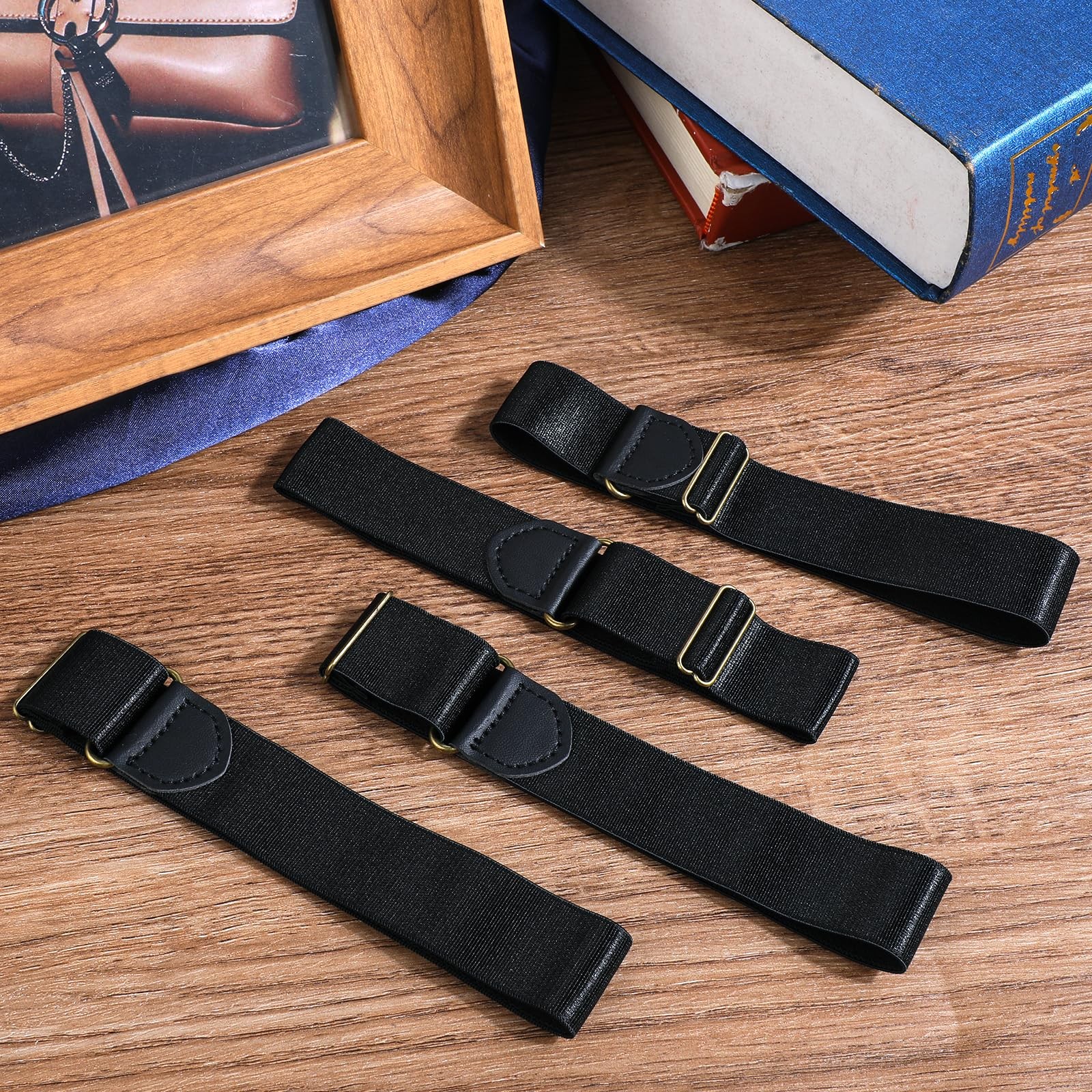 Aiyorse 4Pcs Black Elastic Adjustable Arm Band, Unisex Stretchy Large,