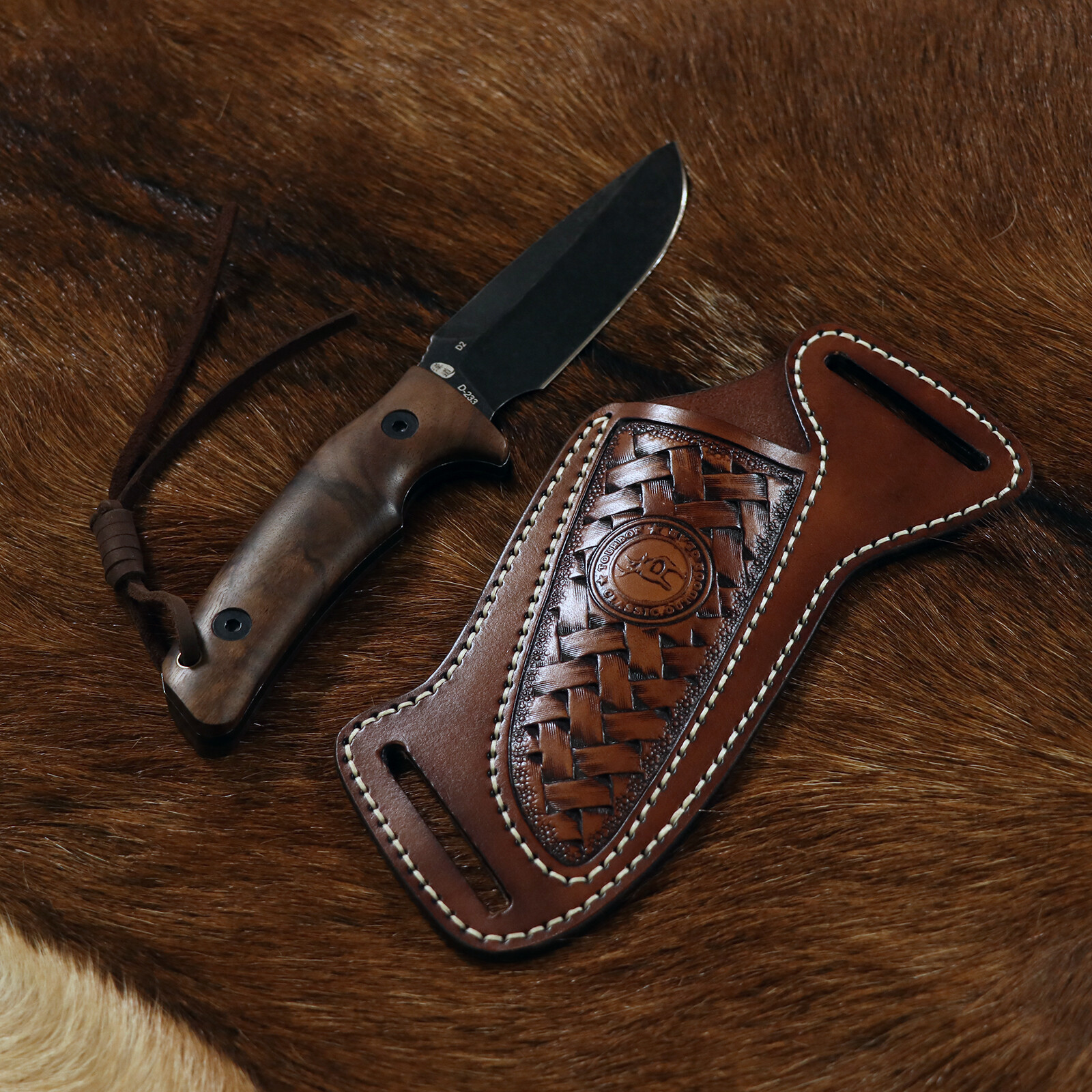 Leather Pancake Design Fixed Blade Knife Sheath Belt Hold Pouch EDC Knives Cover
