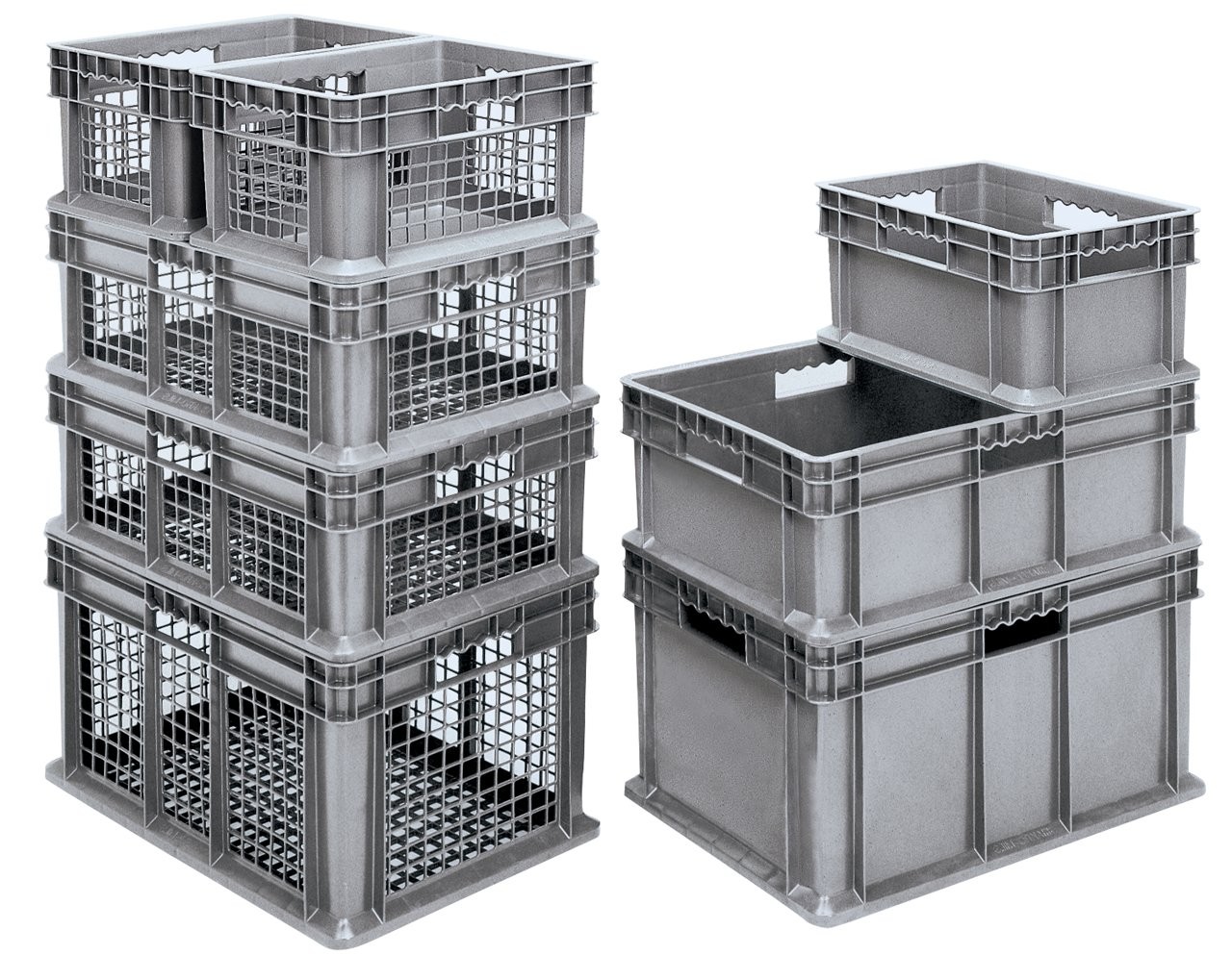 37676 Plastic Straight Wall Container Tote with Mesh Sides and Solid Base, (2…