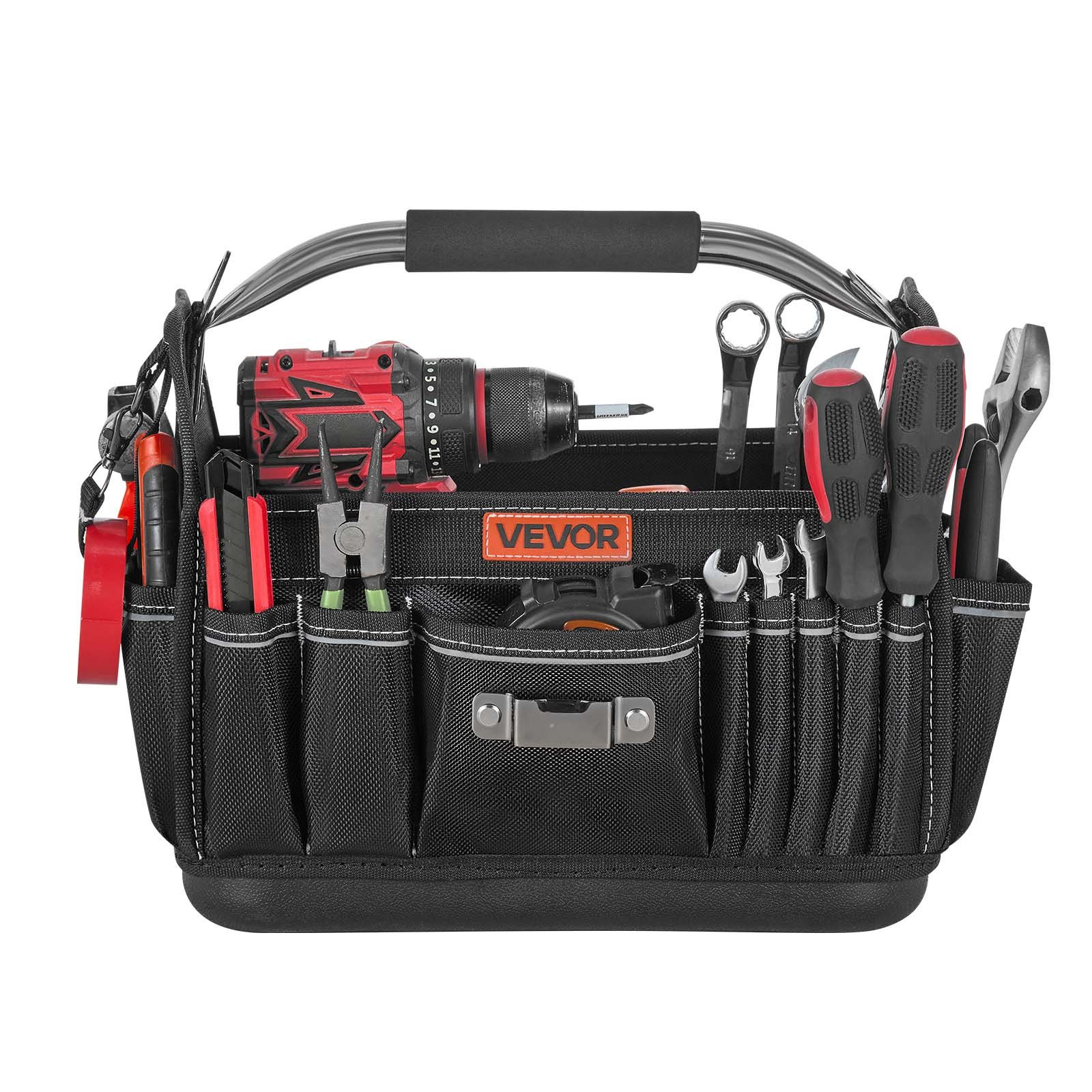 13″ Tool Bag 33-Pocket Open Top Tool Tote Organizer w/ Shoulder Strap