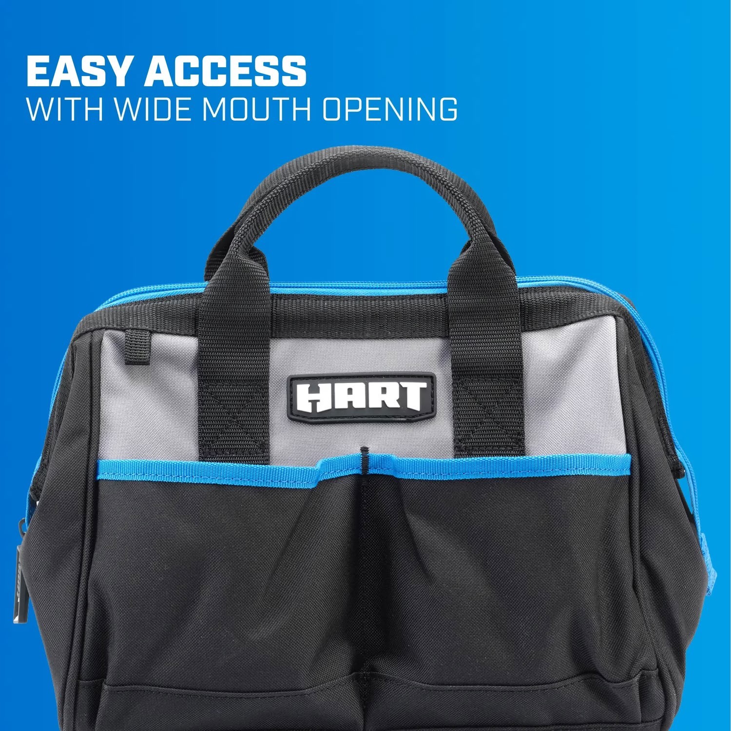 HART 12″ 600D Heavy Duty Tool Bag With Zipper And Double Strap Carry Handles