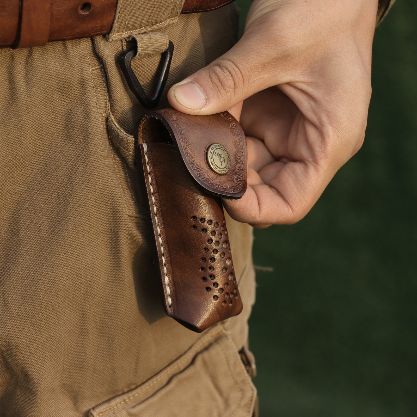 TOURBON Leather Knife Blade Sheath Pocket Knives Case Belt Clip Pouch Holster