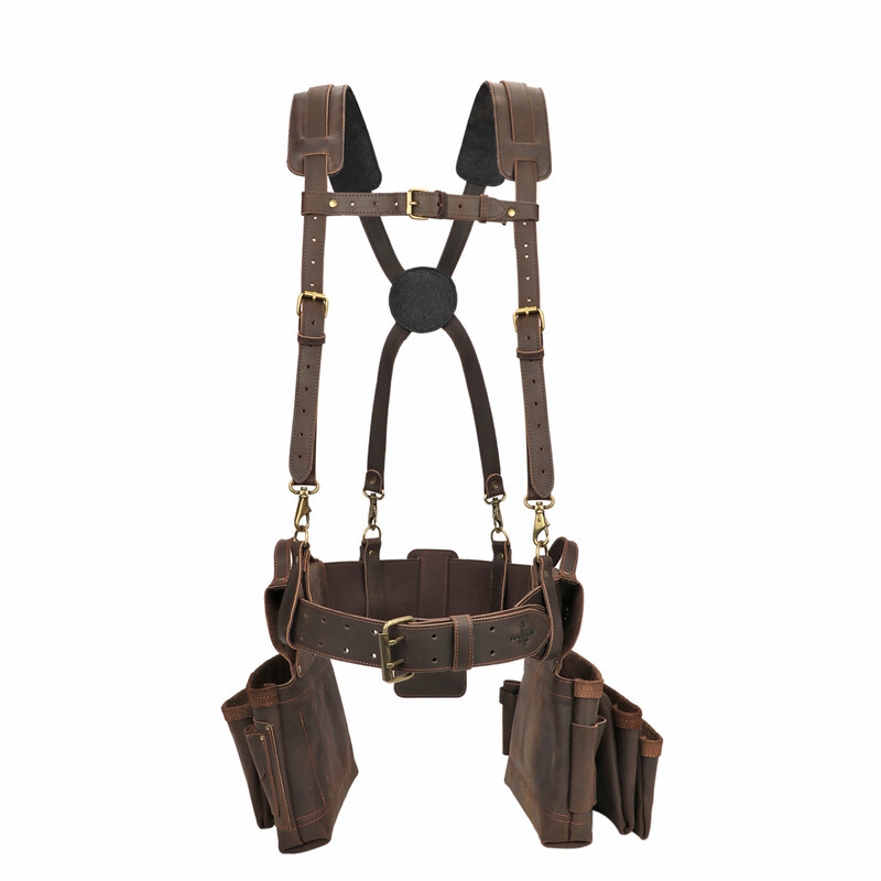TOURBON Suspenders Carpenter Heavy Duty Chest Strap & Tool Belt Pouch Holster US